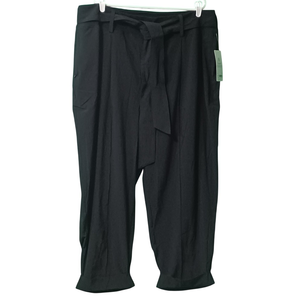 Athleta‎ Cardiff Pant Black High Rise Wide Leg Cropped Trousers Size 22 NWT